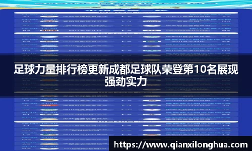足球力量排行榜更新成都足球队荣登第10名展现强劲实力